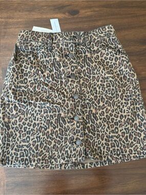 Banana Republic Leopard-Print Button-Front Mini Skirt - Brown/Tan